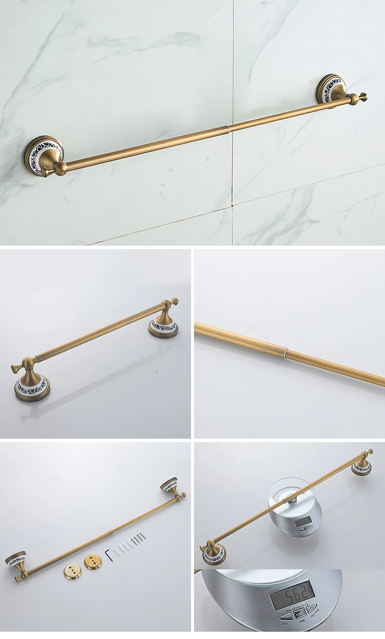 Antique Bronze Bathroom Accessories Sets Towel Shelf Towel Holder Toilet Paper Holder Rove Hook Ceramic Bathroom Products EL3100