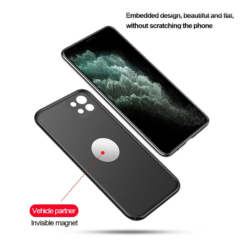 Invisible Magnetic Car Case For iPhone 13 14 15 11 12 Pro Max Ultra Thin Hard Plastic Protection Cover For iPhone 13 15 Pro Max