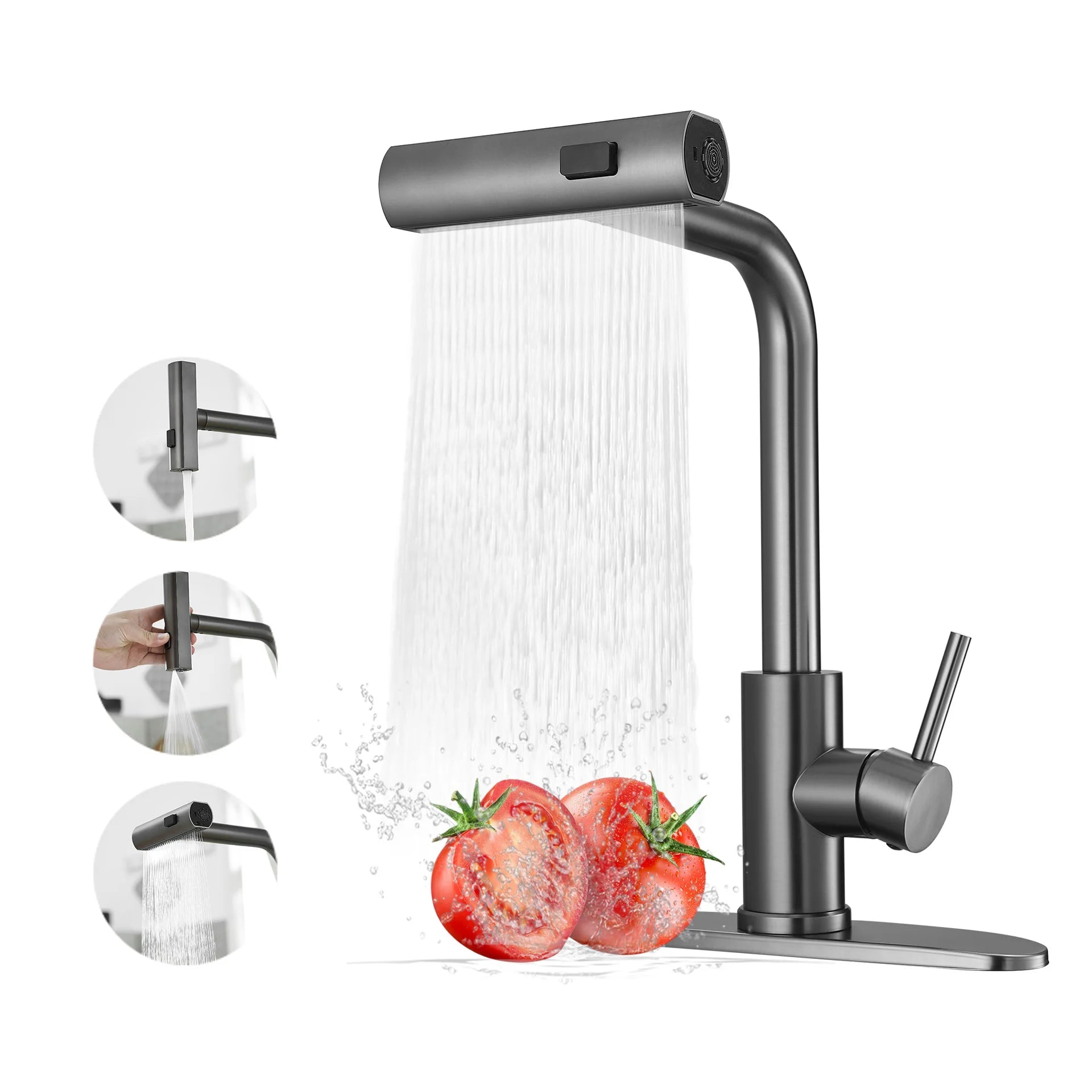 Flying Rain Pull-Out Faucet For Hot and Cold Washing Vegetable Basin Sink Splash Proof Retractable Stainless Steel Kitchen Fauce