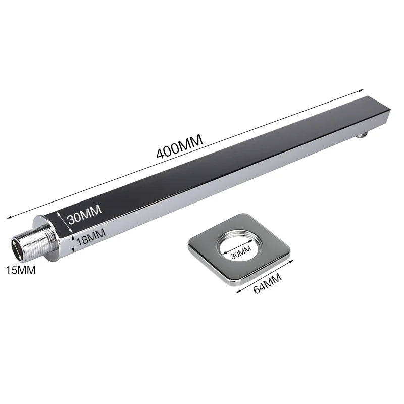 40cm Shower Extension Arm 304 Stainless Steel Wall Mounted Silver Polished Extra Arm Bathroom Bracket Bar For Rain Shower Head