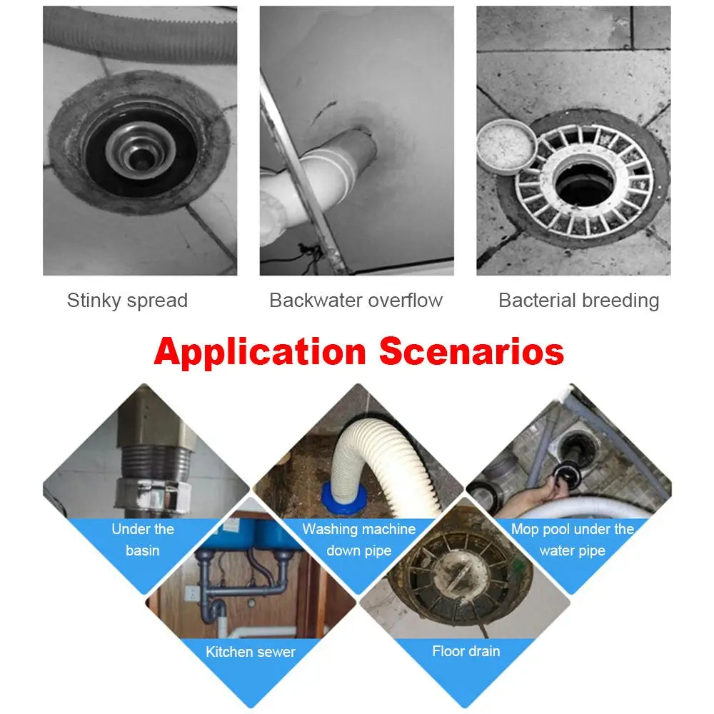 Household Sewer Pipe Seal Ring Anti-odor Telescopic Washing Machine Floor Drain Plug Connector Kitchen Bathroom Pipe Accessories