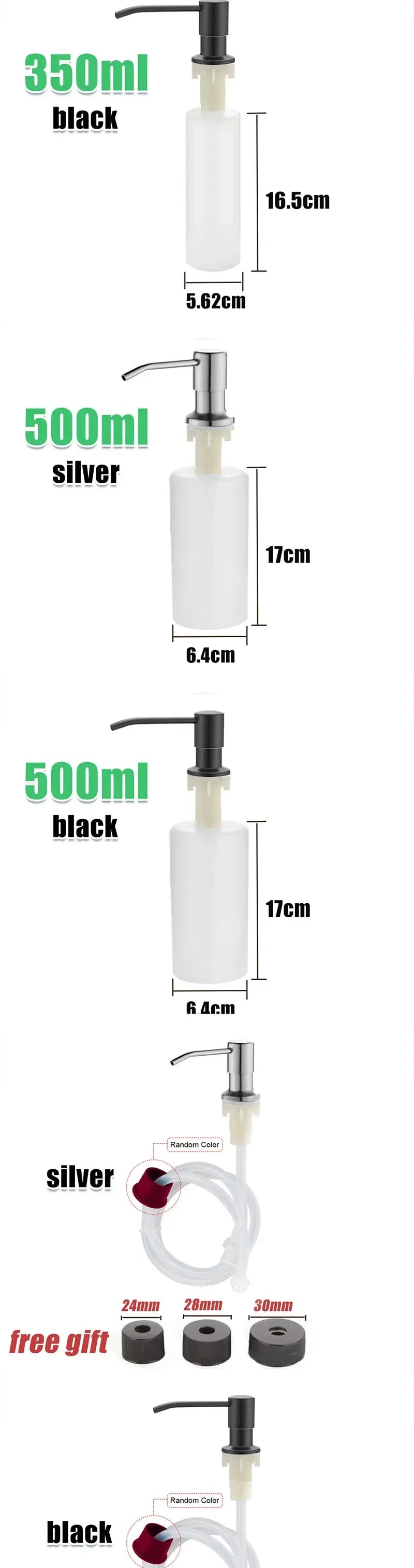 Sink Liquid Soap Dispenser Pump Stainless Steel 500ML Liquid Soap Bottle Sink Mount Hand Pressure Soap Dispenser Bottle Kitch