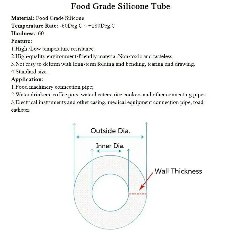 1m Silicone Rubber Hose Flexible Diameter 0.5 1 2 4 5 6 7 8 9 10 11 12 14 16 18 20 30 36mm Clear Tubing Food Grade Silicone Tube