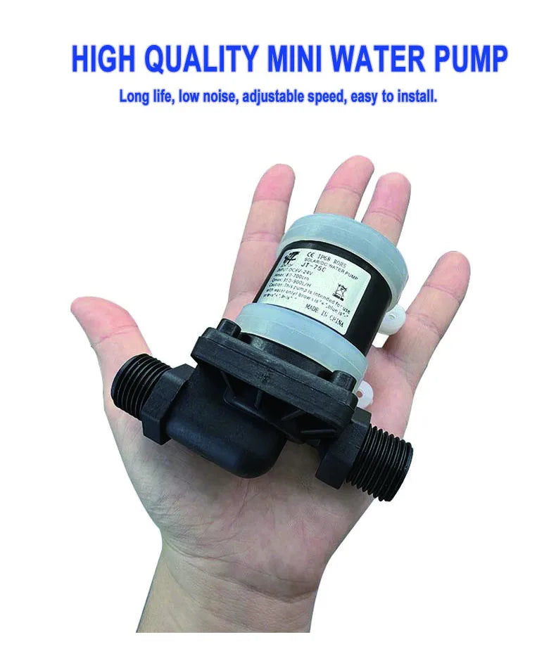 JT-750 DC 12V 24V Brushless Solar Motor Water Pump Water Heater Shower Floor Heating Booster Pump Micro Submersible Water Pump