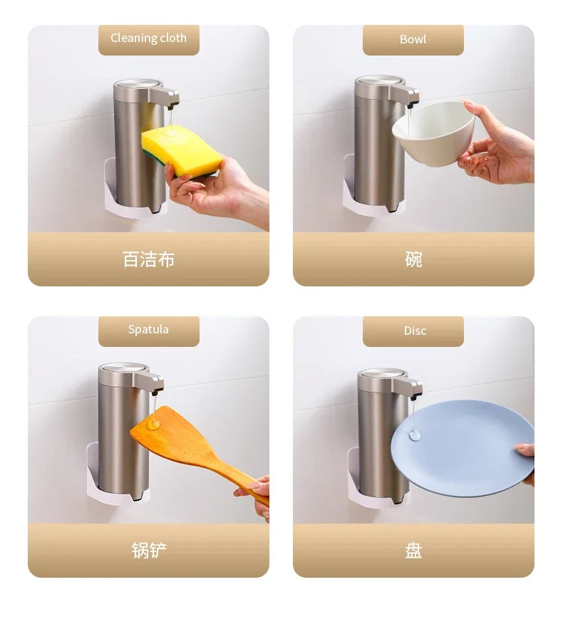 Automatic Liquid Soap Dispensers 304 Stainless Touchless Induction Sensor Steel Kitchen Metal Lotion Bottle Bathroom Accessories