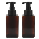 2 Pack Foaming Soap Dispenser 15Oz Refillable Foam Liquid Hand Soap Empty Plastic Pump Bottle Container - Brown 450Ml