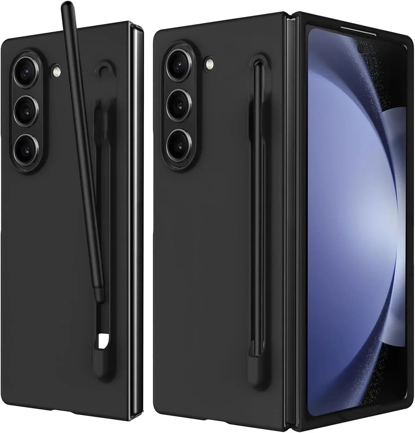 Luxury Skin Feeling PC Case for Samsung Galaxy Z Fold 6 5 Phone Case With S Pen Holder and Pen Stylus Storage Slot ZFold 6 Cover