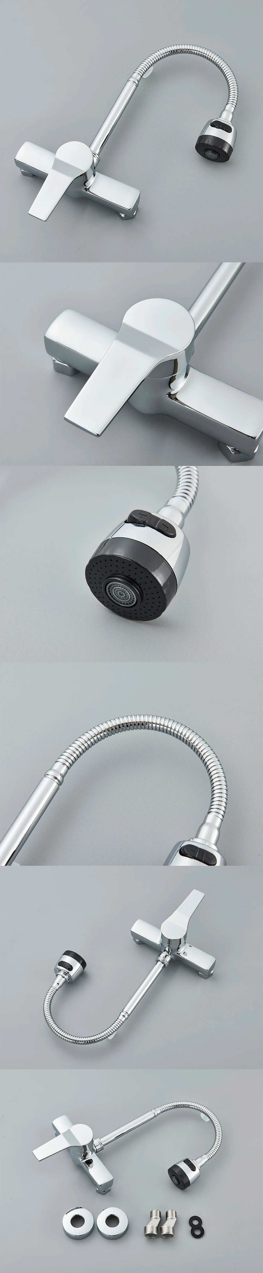 Grifo de cocina cepillado negro, instalado en la pared, 2 modelos, grifo de fregadero de agua fría, grifo de olla de olla 360