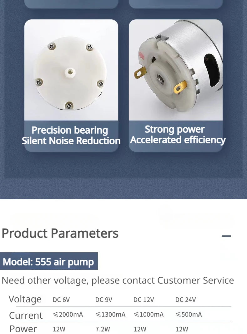 DC12V/24V Micro vacuum pump Mute Air Pump Negative Pressure 12W Device Fish Tank Aeration Pump Low Noise Medical Device