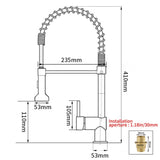 Kitchen Faucets Brush Brass Faucets for Kitchen Sink  Single Lever Pull Down Spring Spout Mixers Tap Hot Cold Water Crane 9009