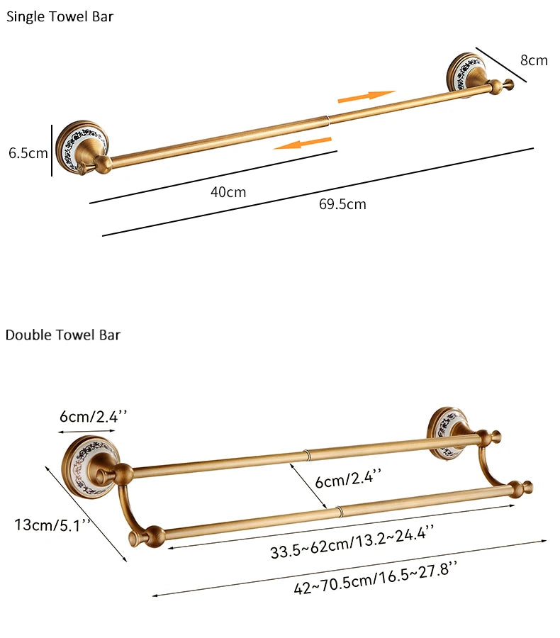 Antique Bronze Bathroom Accessories Sets Towel Shelf Towel Holder Toilet Paper Holder Rove Hook Ceramic Bathroom Products EL3100