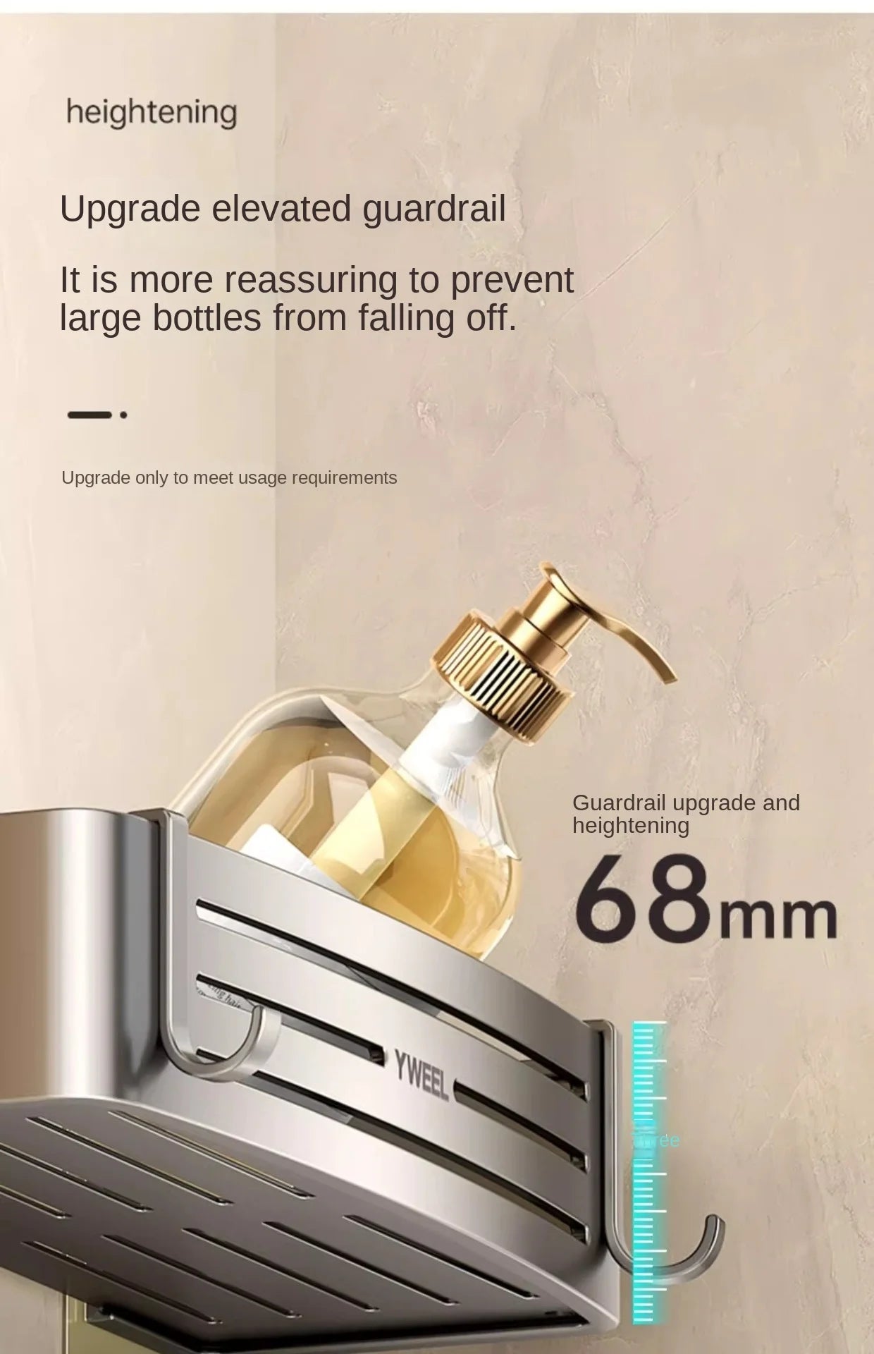 Aluminum Bathroom Shelves Wall Towel Rack Mounted Shower Caddy With No Drilling Design For Toiletries And Bathroom Accessories