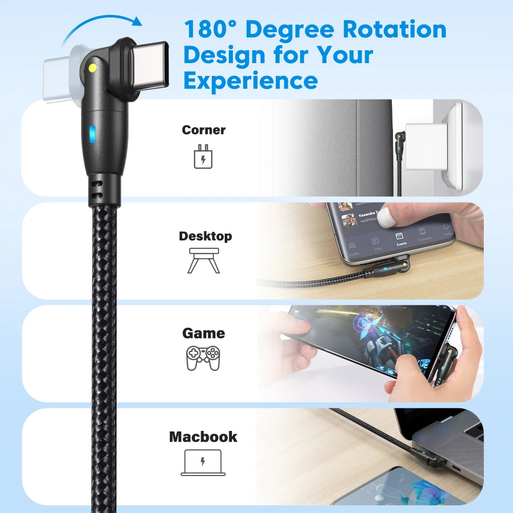 AUFU 5A USB Type C To USB C Cable For iPhone 15 Realme Samsung S23 100W PD Fast Charging Wire for Macbook PC Type-C USBC Cable