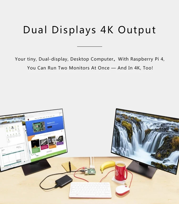 Raspberry Pi 4 Model B 4B RAM 1GB 2GB 4GB 8GB Core 1.5Ghz 4K High Resolution Dual Displays Bluetooth 5.0 New original stock