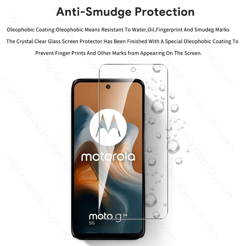 MotoG34 Case 6In1 Tempered Glass Screen Protector Cover For Motorola Moto G34 5G 2024 Camera Protect Glass G14 G04 s G24 G54 G84