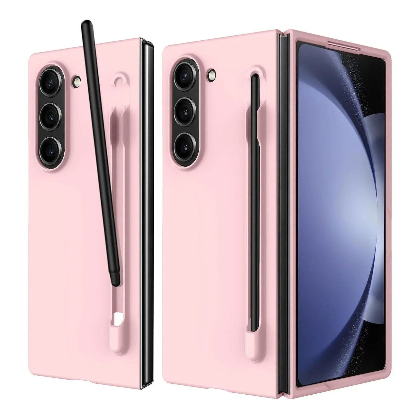 Luxury Skin Feeling PC Case for Samsung Galaxy Z Fold 6 5 Phone Case With S Pen Holder and Pen Stylus Storage Slot ZFold 6 Cover