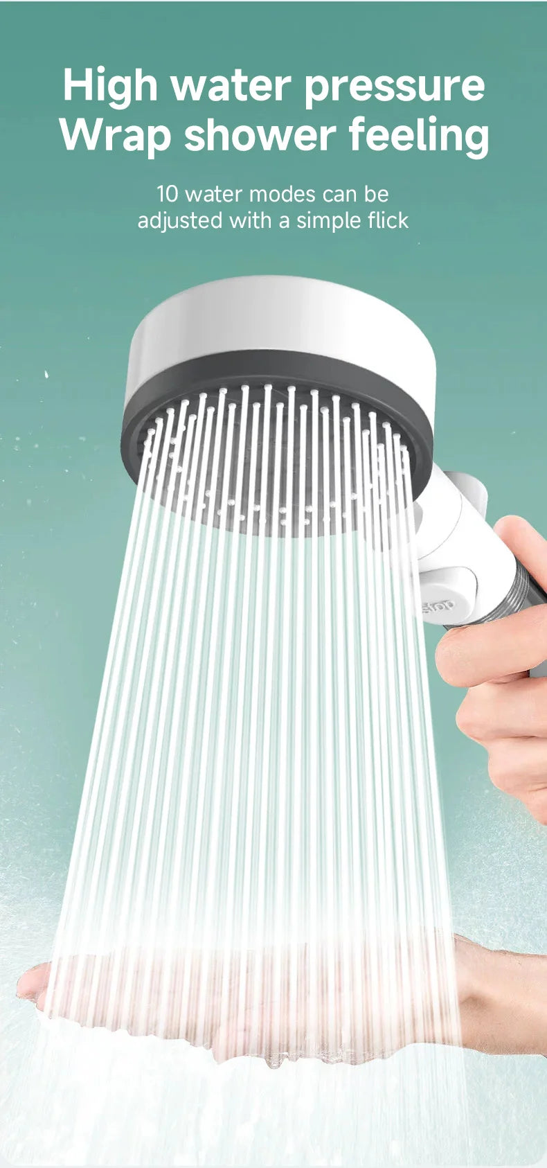 High Quality 8 Mode Shower Head Water Filter Adjustable High Pressure Shower Portable One-Key Stop Shower Bathroom Accessories