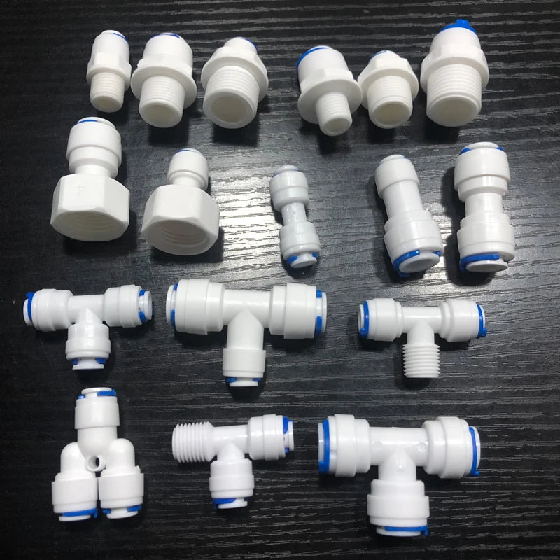 1/4" 3/8" OD Hose Tube 1/4" 1/2" 3/4" 1/8" Plastic Pipe Quick Connectors RO Water Connector Fittings Reverse Osmosis System