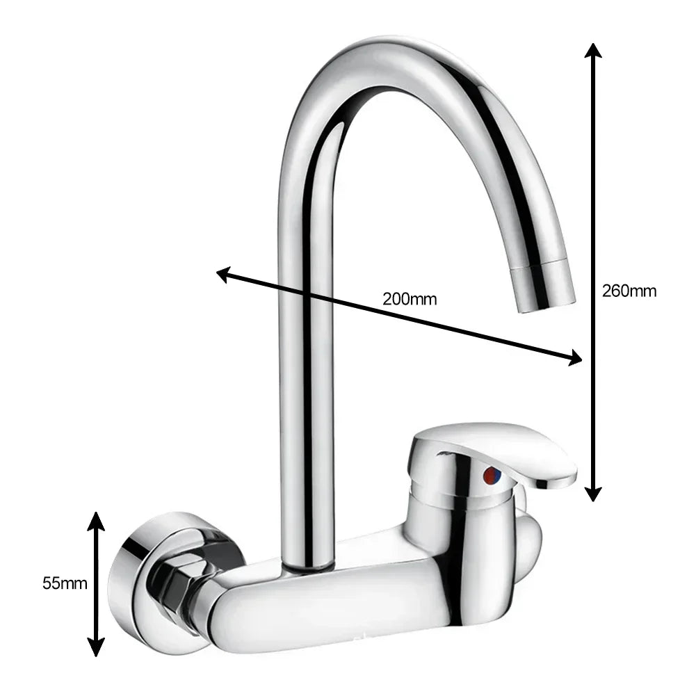 Kitchen Faucet Wall Mounted Cold Hot Water Faucet Rotating Sink Basin Mixer Tap Brass Chrome Single Handle Balcony Mop Pool Tap