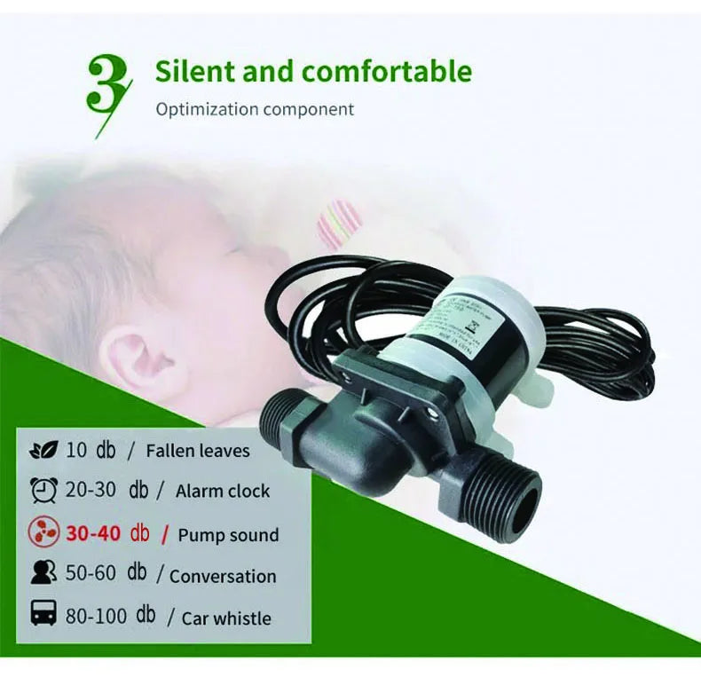 JT-750 DC 12V 24V Brushless Solar Motor Water Pump Water Heater Shower Floor Heating Booster Pump Micro Submersible Water Pump