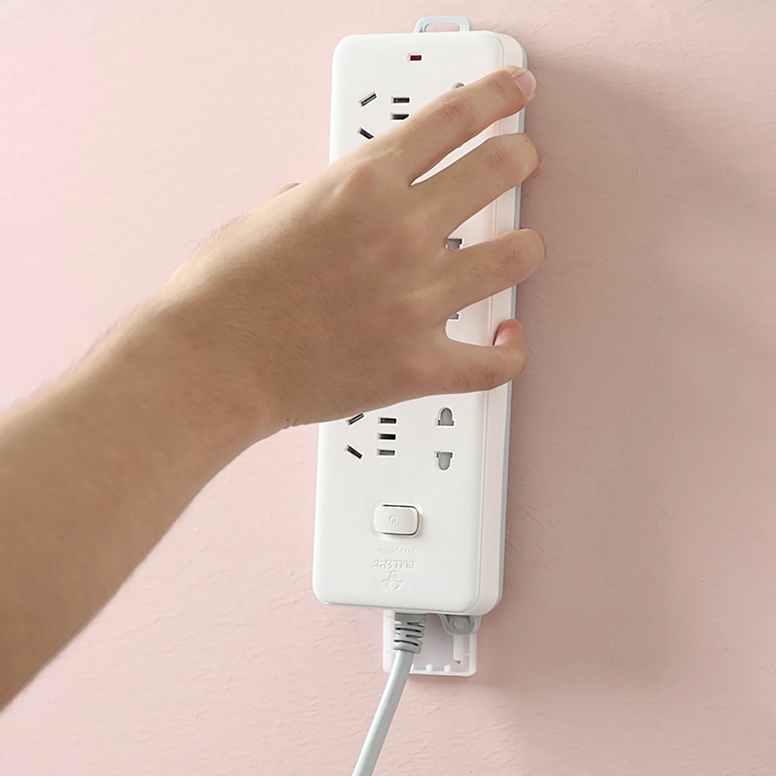 Self-Adhesive Power Strip Holder Plug Fixer Sticker Punch Free Wall-mounted Socket Retainer for Phone Charger Cable Management