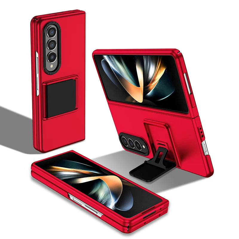 For Galaxy Z Fold 6 5 4 Case With Built-in Kickstand Bracket Camera Protection Anti Scratch Case Black Blue Green Red For Fold 3