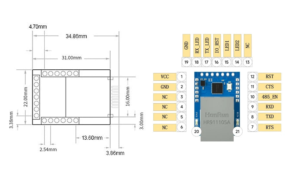 UART Serial to Ethernet Module TTL to RJ45 CDSENET NT1 Modbus TCP TO RTU MQTT Modbus Gateway