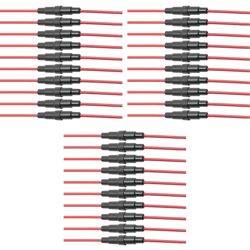 10-100pc Quick Impact Glass Fuse Holder Preventing Short Circuits Wire Line Holder 5x20/6x30mm Glass Tube Fuse Holder Auto Parts