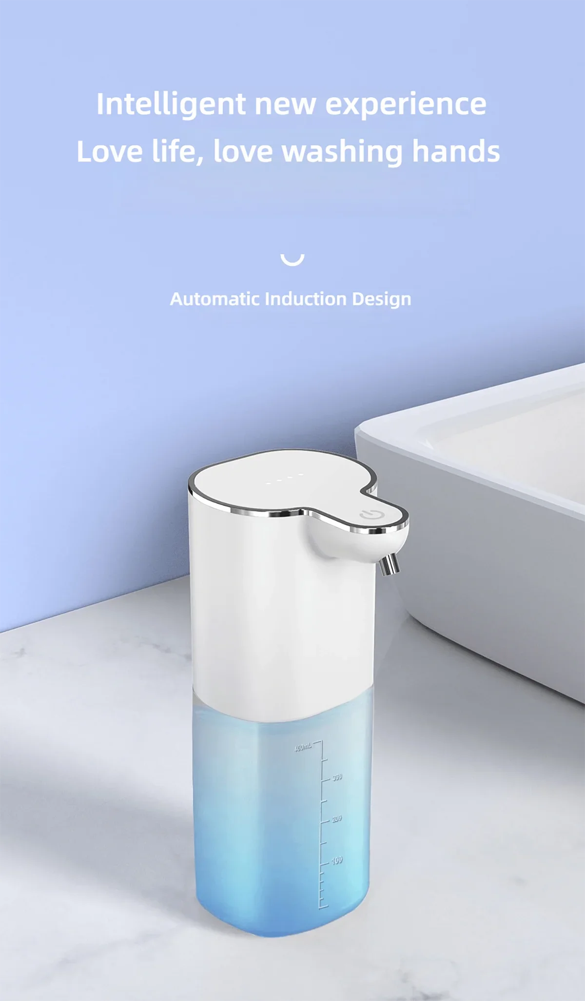 400ml Automatic Soap Dispenser USB Rechargeable 4 Modes Touchless Smart Washing Hand Machine Wall Mounted Soap Dispenser