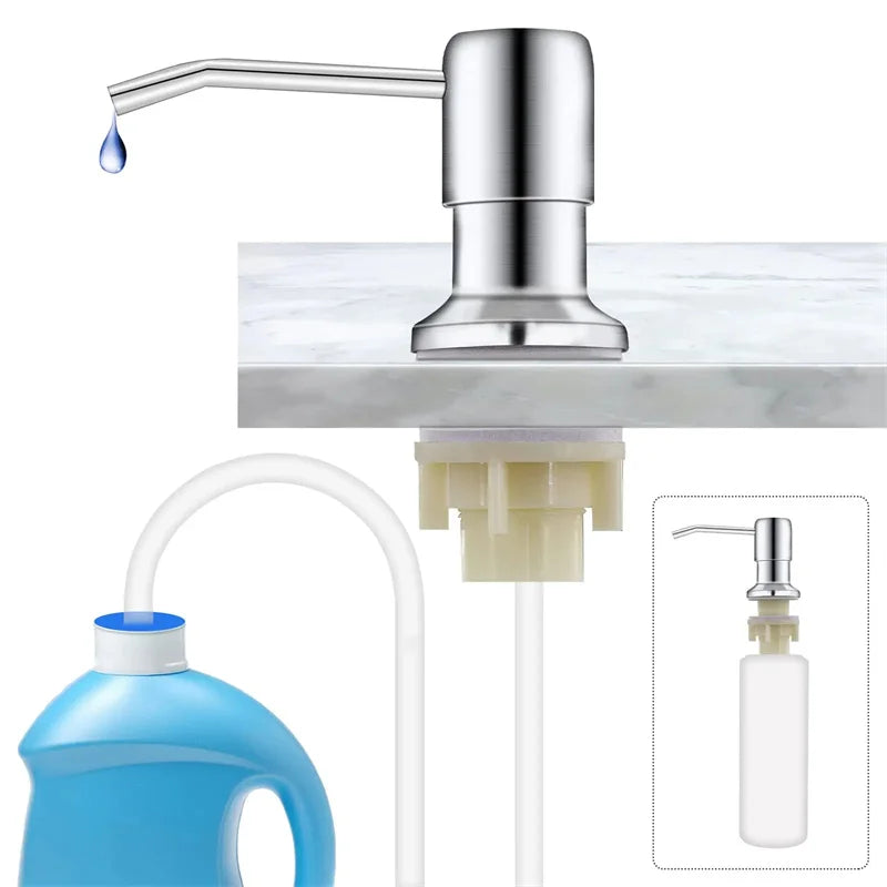 Sink Liquid Soap Dispenser Pump Stainless Steel 500ML Liquid Soap Bottle Sink Mount Hand Pressure Soap Dispenser Bottle Kitch