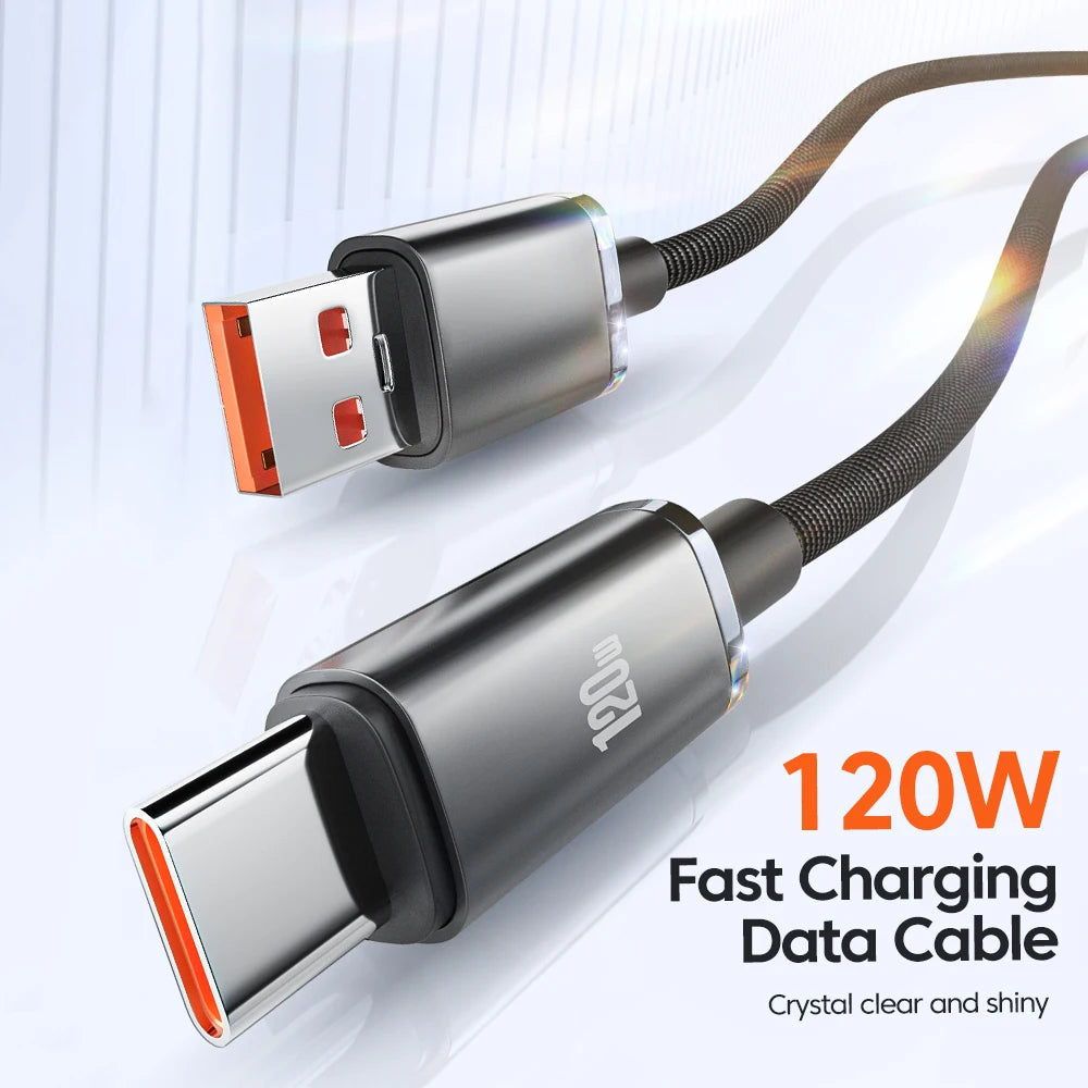 USB PD Cable Type C 120W Fast Charging Adapter Quick Charge 3.0 Data Cable For iPhone Samsung Xiaomi Huawei Mobile Phone Cable