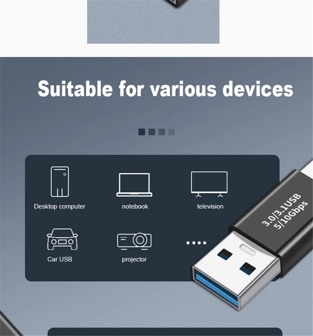 Type A Female to A Female Connector Adapter Type C Adapter USB3.0  Male to Micro USB Converter 10GBps Suitable for Laptop