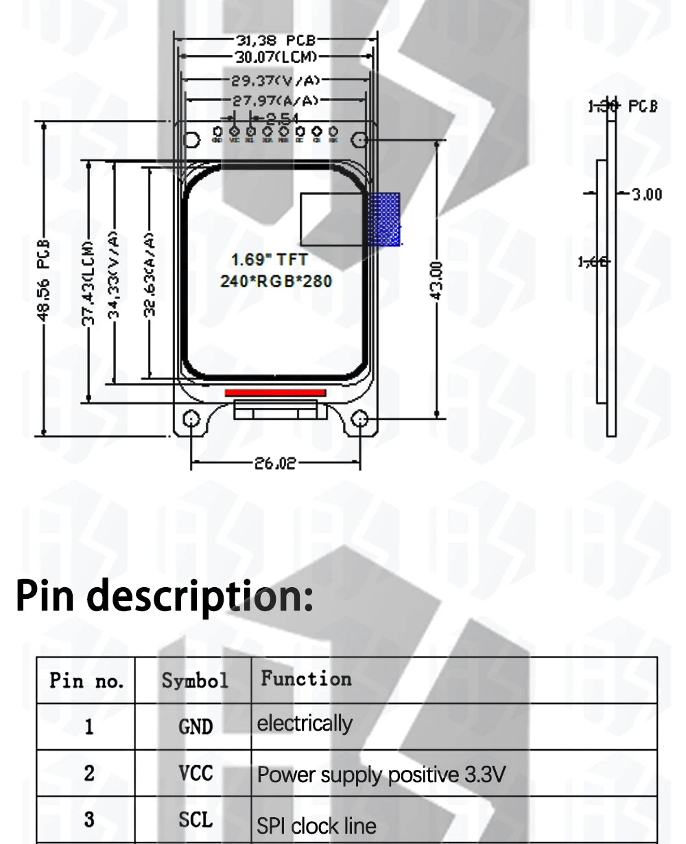 1~10PCS 1.69 Inch 1.69" Color TFT Display Module HD IPS LCD LED Screen 240X280 SPI Interface ST7789 Controller For Arduino