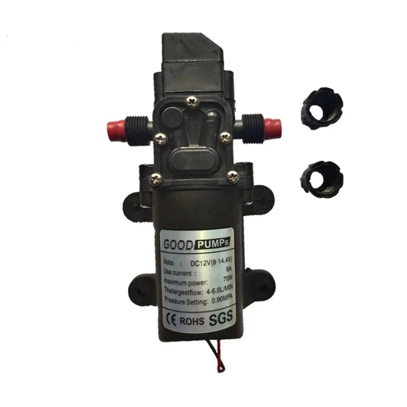 Micro DC 12V 70W 130PSI 6L/Min Water High Pressure Pump Diaphragm Self-priming Pump Agricultural Electric Spray Pump