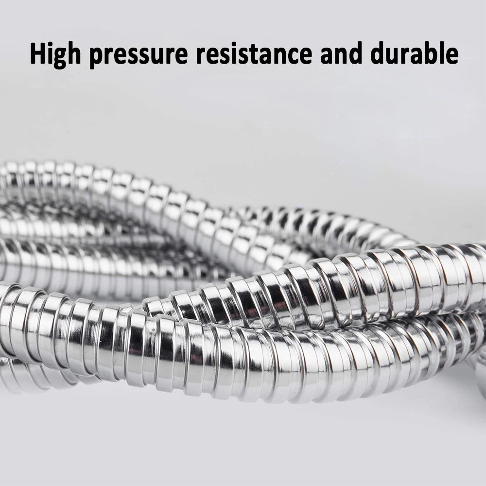 Shower Hose 1.5/2/3M Black/Silver Flexible Shower Hose Stainless Steel Long Bathroom Shower Pipe Extension Bathroom Accessories