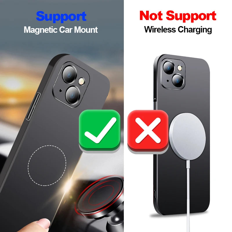 Invisible Magnetic Car Case For iPhone 13 14 15 11 12 Pro Max Ultra Thin Hard Plastic Protection Cover For iPhone 13 15 Pro Max
