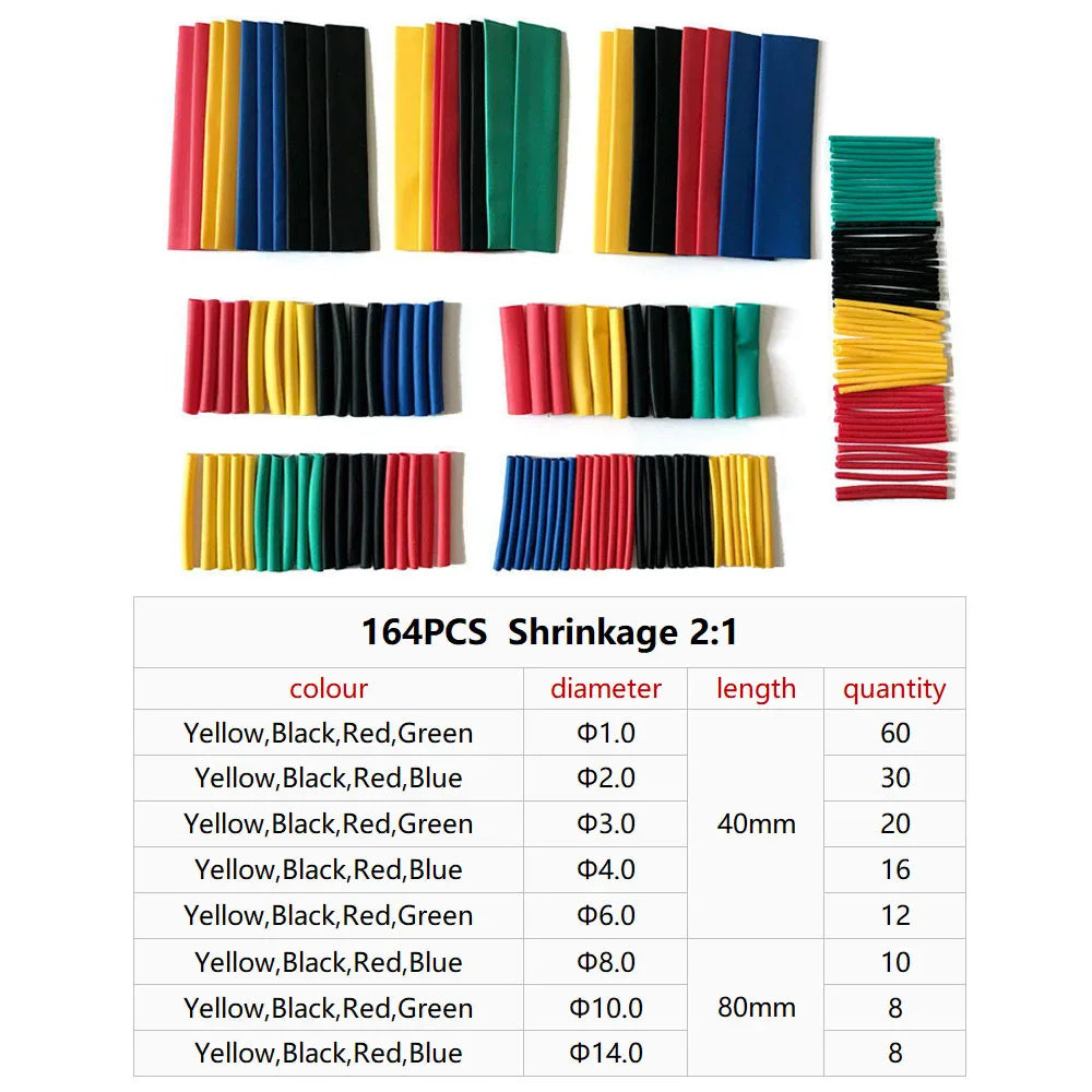 Thermoresistant Tube heat shrink tubing kit, Termoretractil Heat shrink tube Assorted Pack diy insulation for cables shrink wrap