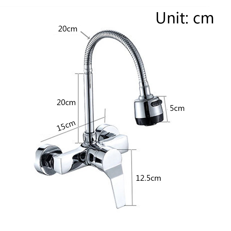 Grifo de cocina cepillado negro, instalado en la pared, 2 modelos, grifo de fregadero de agua fría, grifo de olla de olla 360