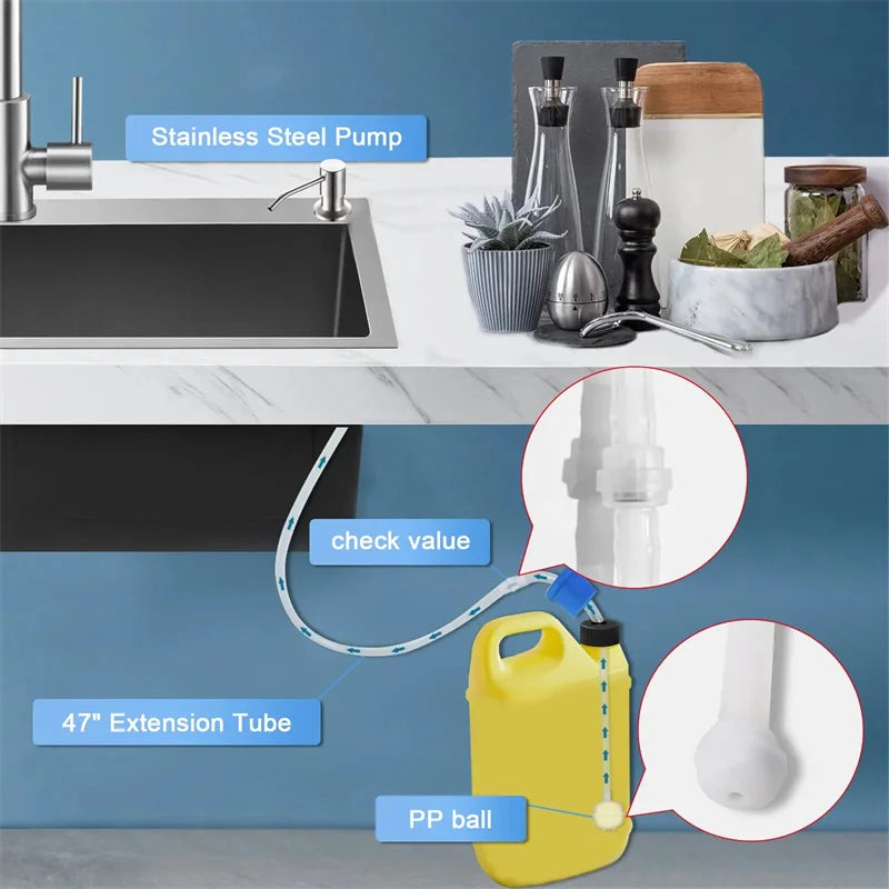 Sink Liquid Soap Dispenser Pump Stainless Steel 500ML Liquid Soap Bottle Sink Mount Hand Pressure Soap Dispenser Bottle Kitch
