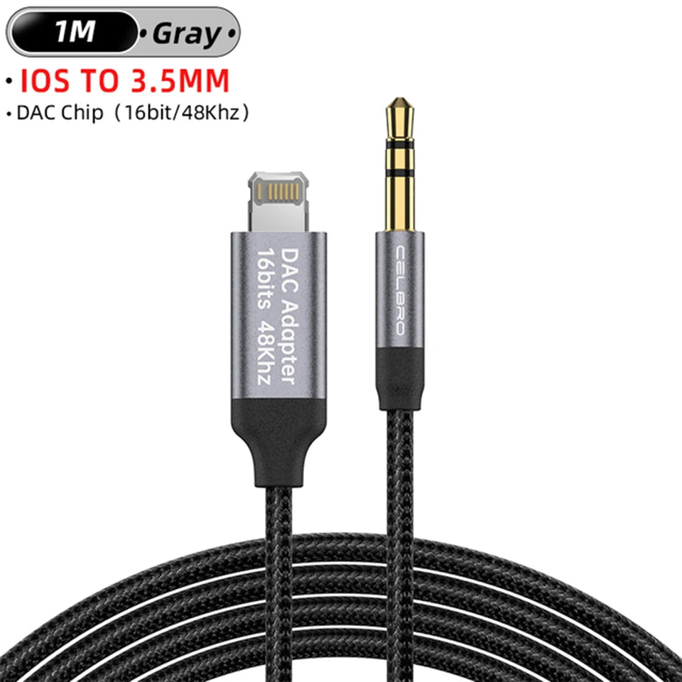 Aux Audio Cable For Iphone 14 Pro 13 8 Pin To 3 5 MM Jack Adapter For Iphone 12 11 12mini Xs Max Xr 8 3.5mm Audio Splitter Cabel