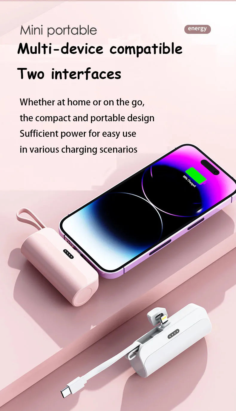 Mini 30000mAh Power Bank Capsule Large Capacity Portable Wireless Fast Charging External Battery For iPhone Type-c New