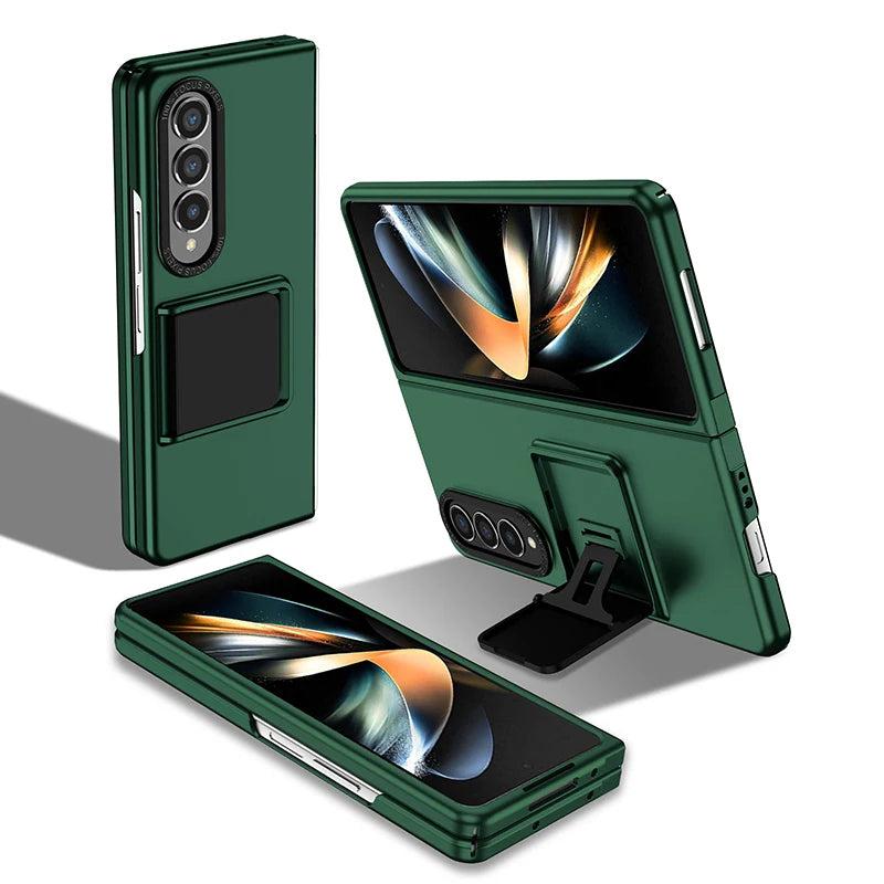 For Galaxy Z Fold 6 5 4 Case With Built-in Kickstand Bracket Camera Protection Anti Scratch Case Black Blue Green Red For Fold 3