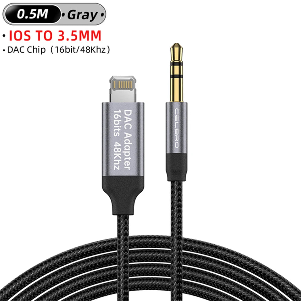 Aux Audio Cable For Iphone 14 Pro 13 8 Pin To 3 5 MM Jack Adapter For Iphone 12 11 12mini Xs Max Xr 8 3.5mm Audio Splitter Cabel