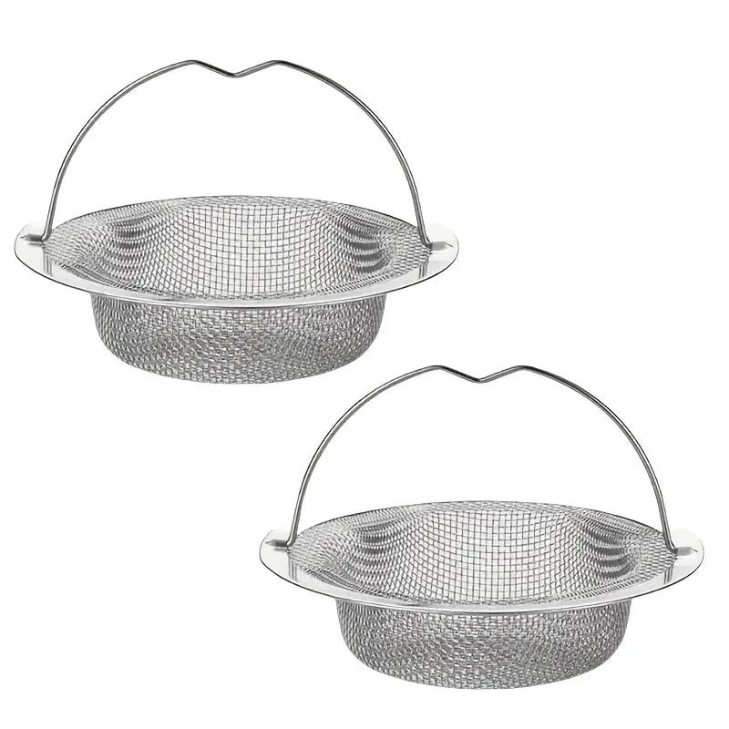1/3pcs Kitchen Sink Strainer With Handle & Stopper Replacement Drain Basket Stainless Steel Mesh Filter Waste Hole