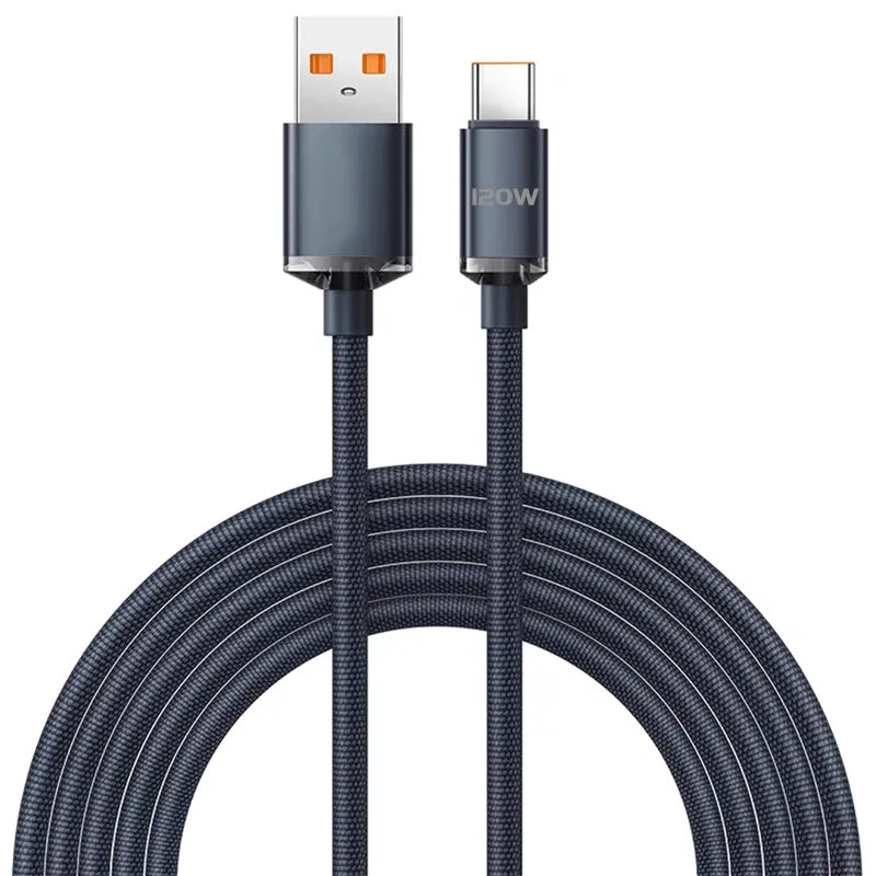 USB PD Cable Type C 120W Fast Charging Adapter Quick Charge 3.0 Data Cable For iPhone Samsung Xiaomi Huawei Mobile Phone Cable