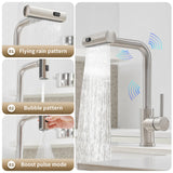 Touch Sense Kitchen Faucet 3 Mode Black Waterfall Crane Brushed Nickel Sensor Pull Out Hot Cold Mixer Gray Sink Water Tap 1668