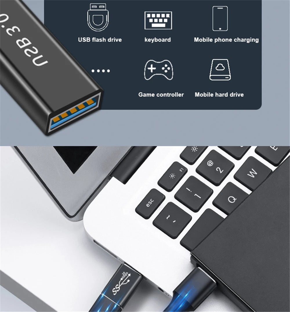 Type A Female to A Female Connector Adapter Type C Adapter USB3.0  Male to Micro USB Converter 10GBps Suitable for Laptop