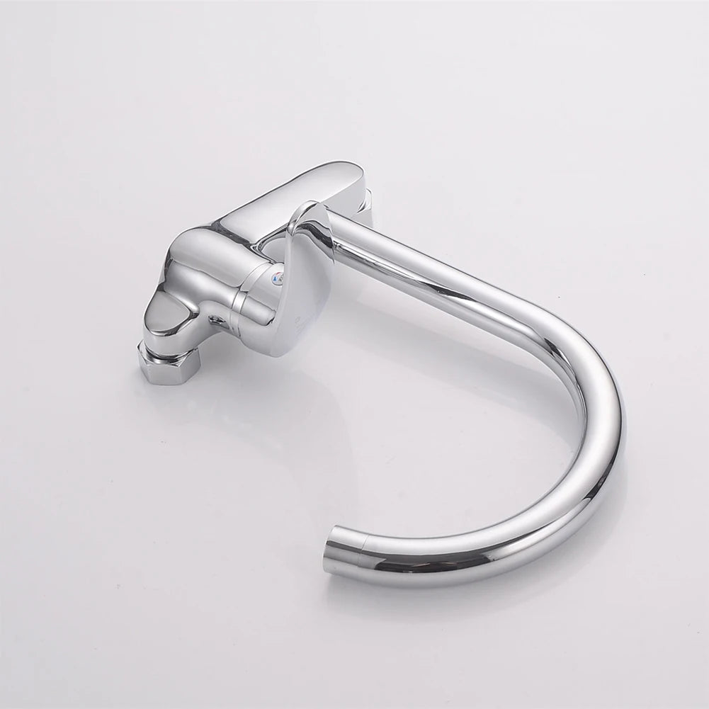 Kitchen Faucet Wall Mounted Cold Hot Water Faucet Rotating Sink Basin Mixer Tap Brass Chrome Single Handle Balcony Mop Pool Tap
