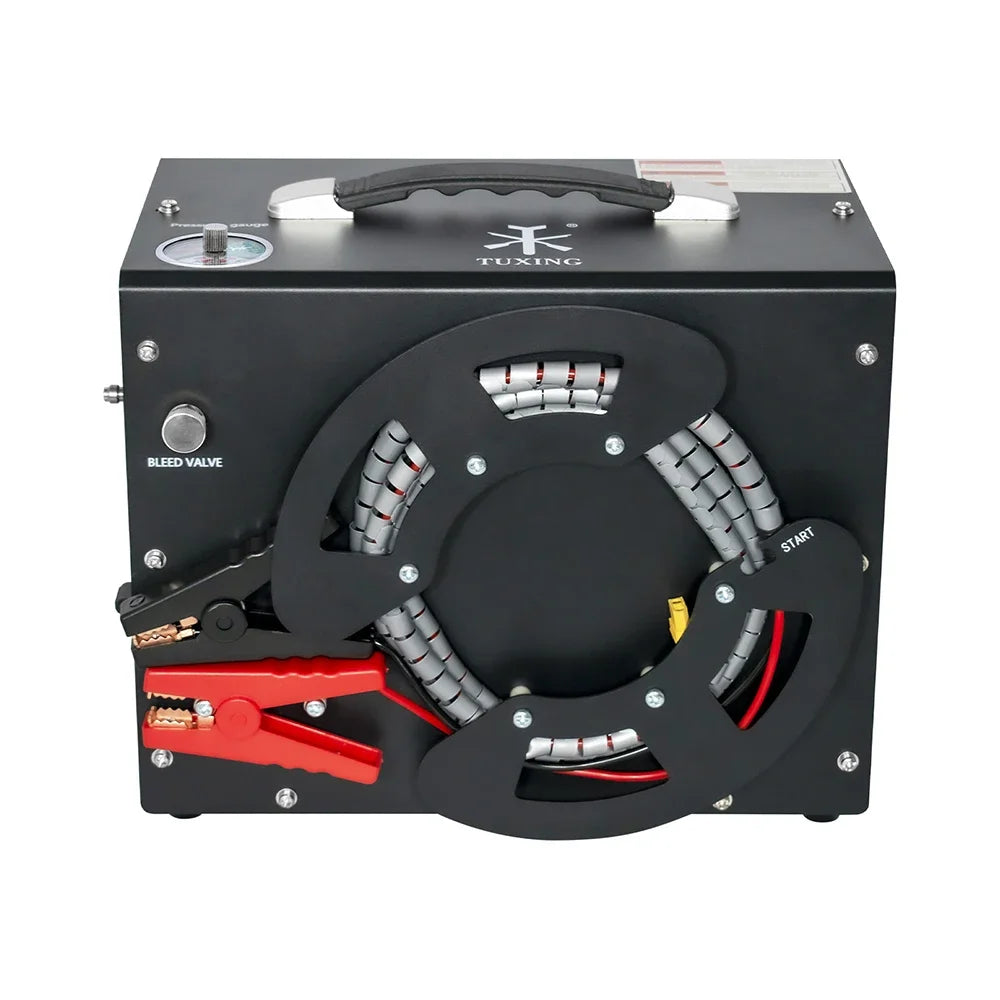 TUXING 300Bar 4500Psi PCP Air Compressor High Pressure Compressor with Built-in 12V Portable Power Adapter Fan Auto-stop TXES062