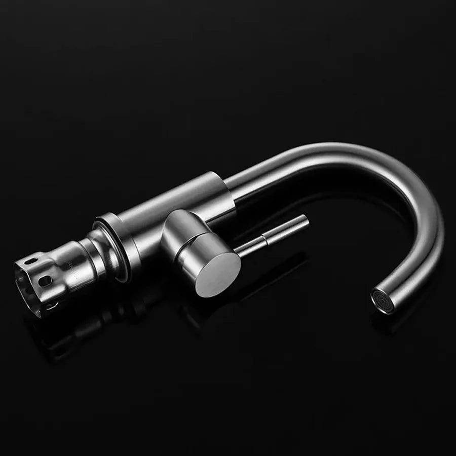 304 Stainless Steel Hot and Cold Basin Faucet Bathroom Sink Wash Basin Rotatable Brushed Faucet